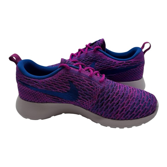 Nike Roshe One Flyknit Shoes Womens 9‎ Fuchsia Royal Blue Sneakers 704927-501 - Picture 7 of 10